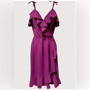 Vintage 1980’s Mary Martin Petites Faux Wrap Ruffle Crepe Dress